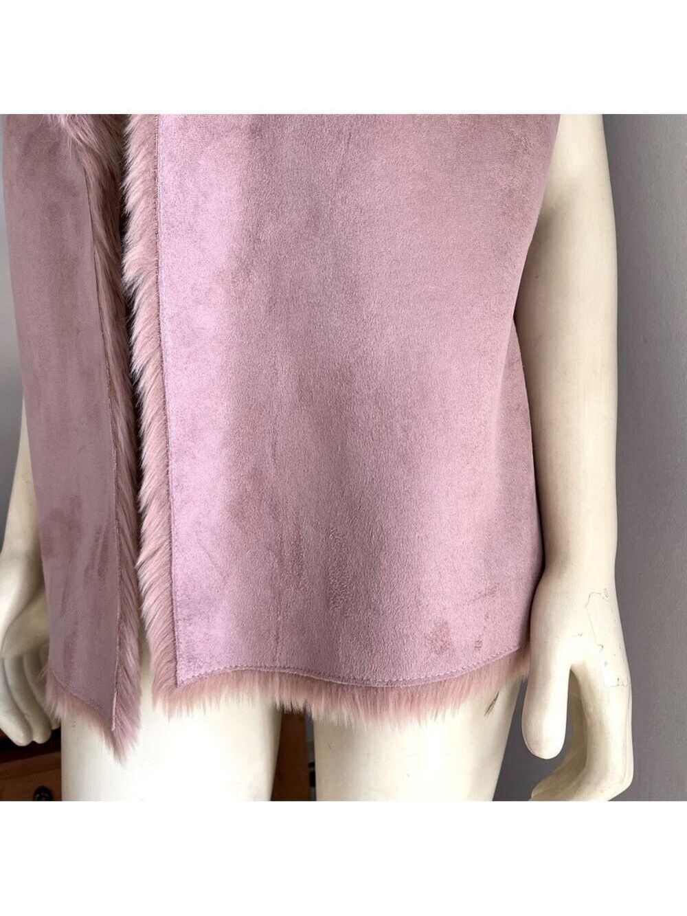 NWT Ann Taylor Loft Women’s Reversible Faux Shearling Suede Vest Rosy Mauve XL - Picture 8 of 15